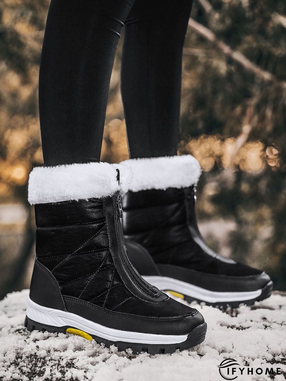 Winter Front Zip Thermal Lined Outdoor Snow Boots | IFYHOME