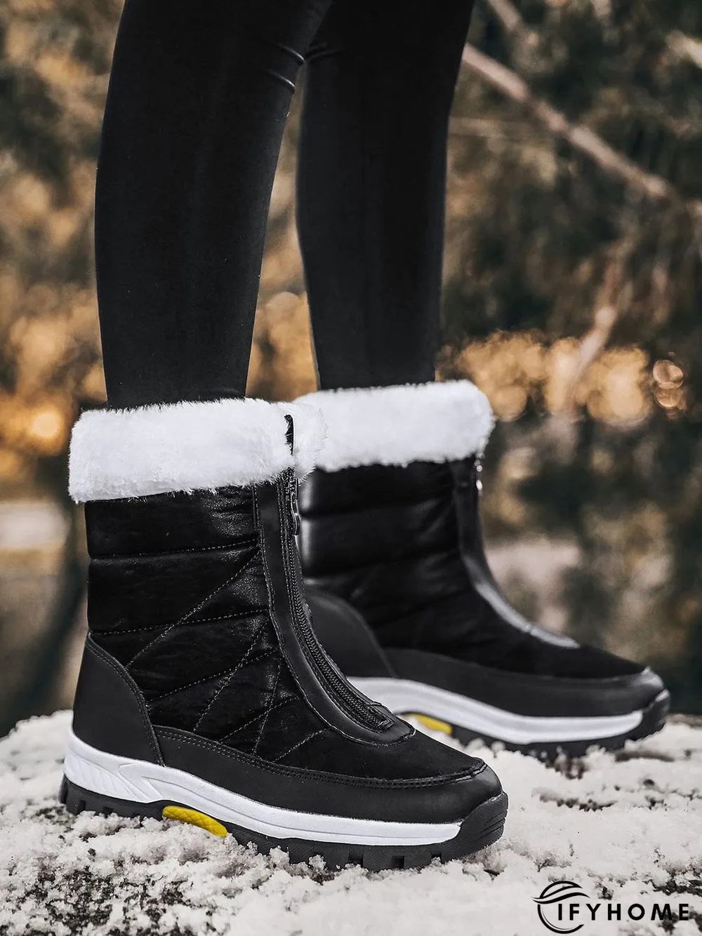 Winter Front Zip Thermal Lined Outdoor Snow Boots | IFYHOME