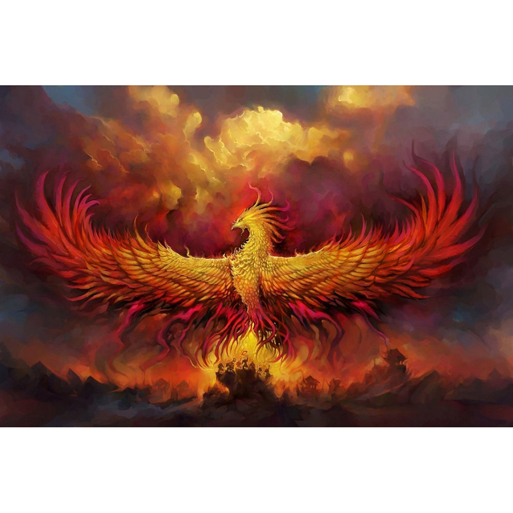 Flaming Phenix Round Full Drill Diamond Painting 50X70CM(Canvas) gbfke