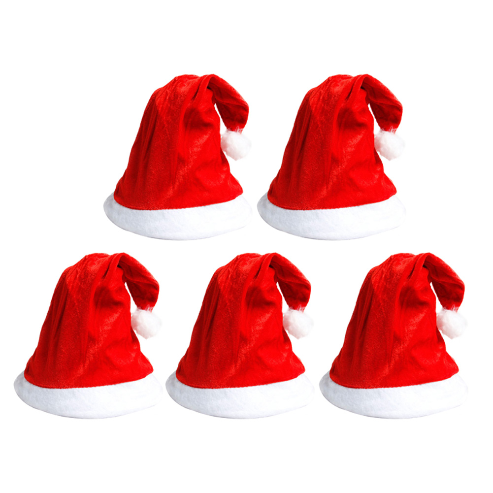 

Golden Velvet Christmas Hat Hairball Plush Santa Claus Cap Festival Costume, 10pcs, 501 Original