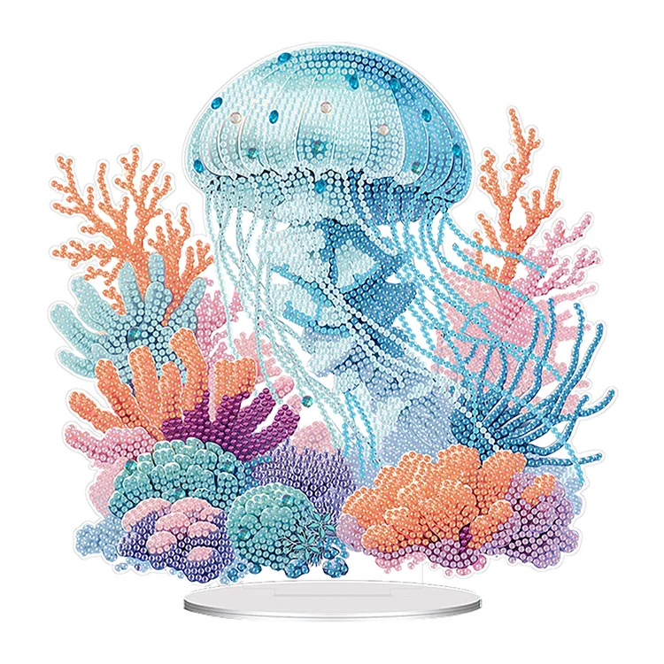 【Ornament】Acrylic Jellyfish Coral Table Top Diamond Painting Ornament Kits for Home Decor gbfke