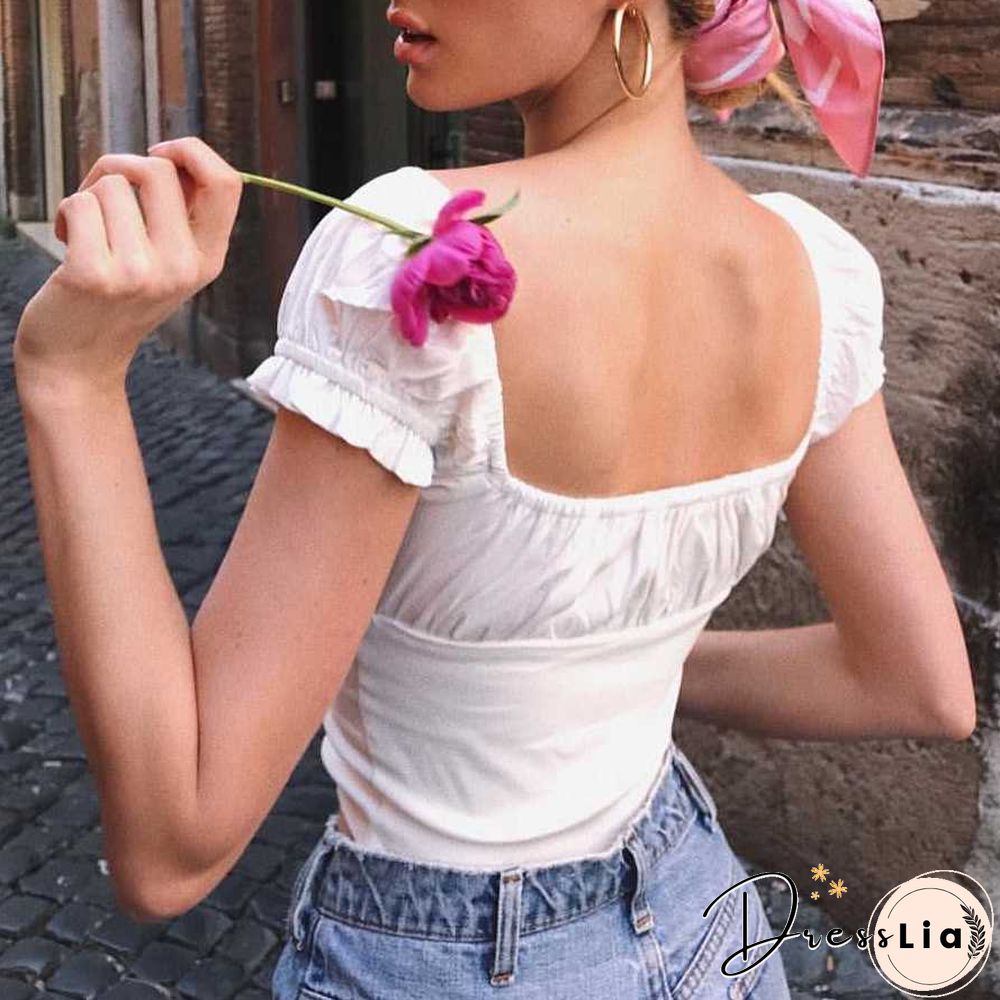 Elastic Arms On or Off Shoulders Cupped Bustier Button Through Top