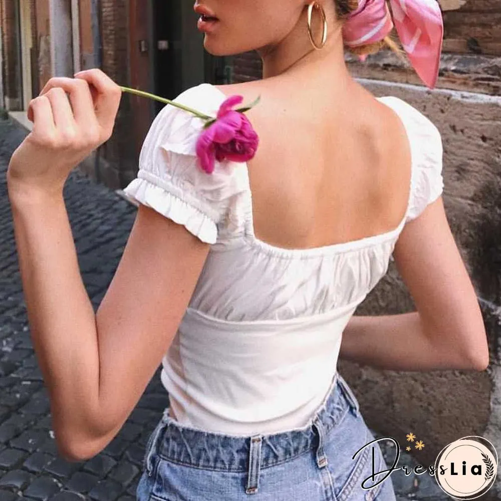 Elastic Arms On or Off Shoulders Cupped Bustier Button Through Top