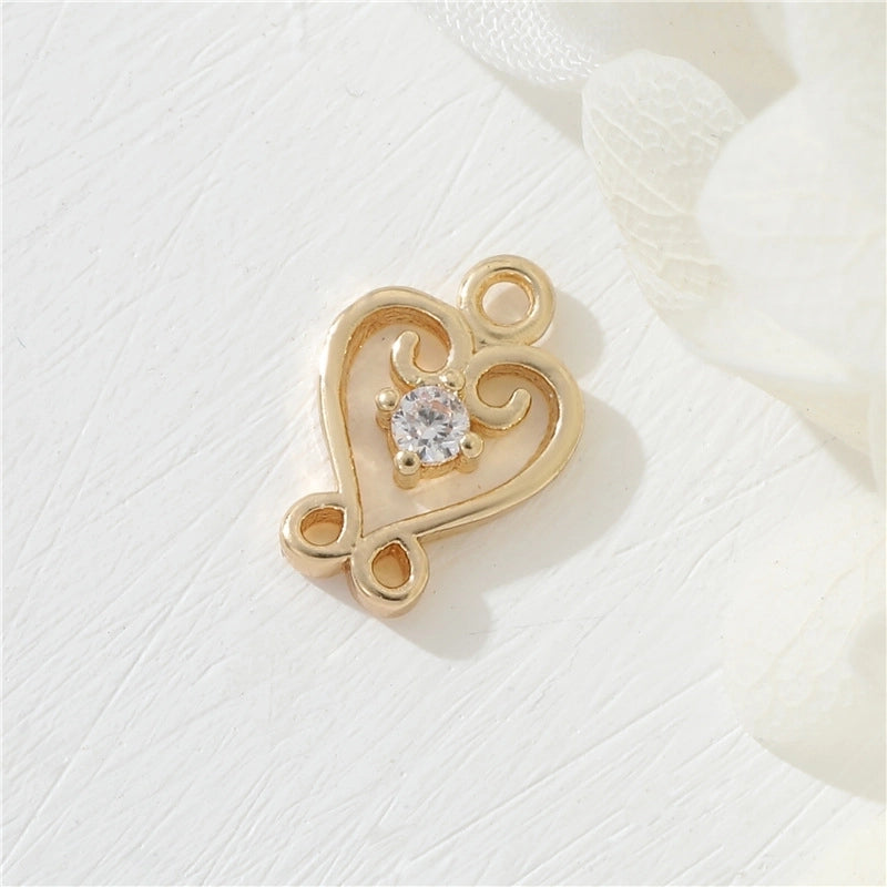 1 Piece 10.1*8.1mm 9.9*10.8mm Copper Zircon Moon Heart Shape Jewelry Accessories Pendant