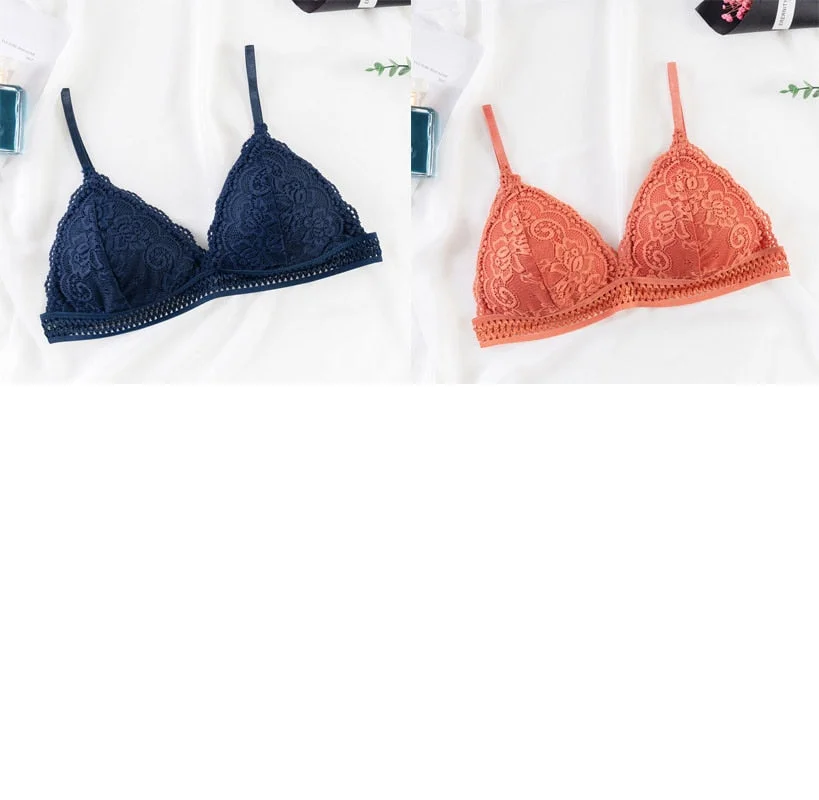 French seamless deep V seamless lace bra ladies wireless push up thin bra soft underwear comfortable sexy underwear french bra