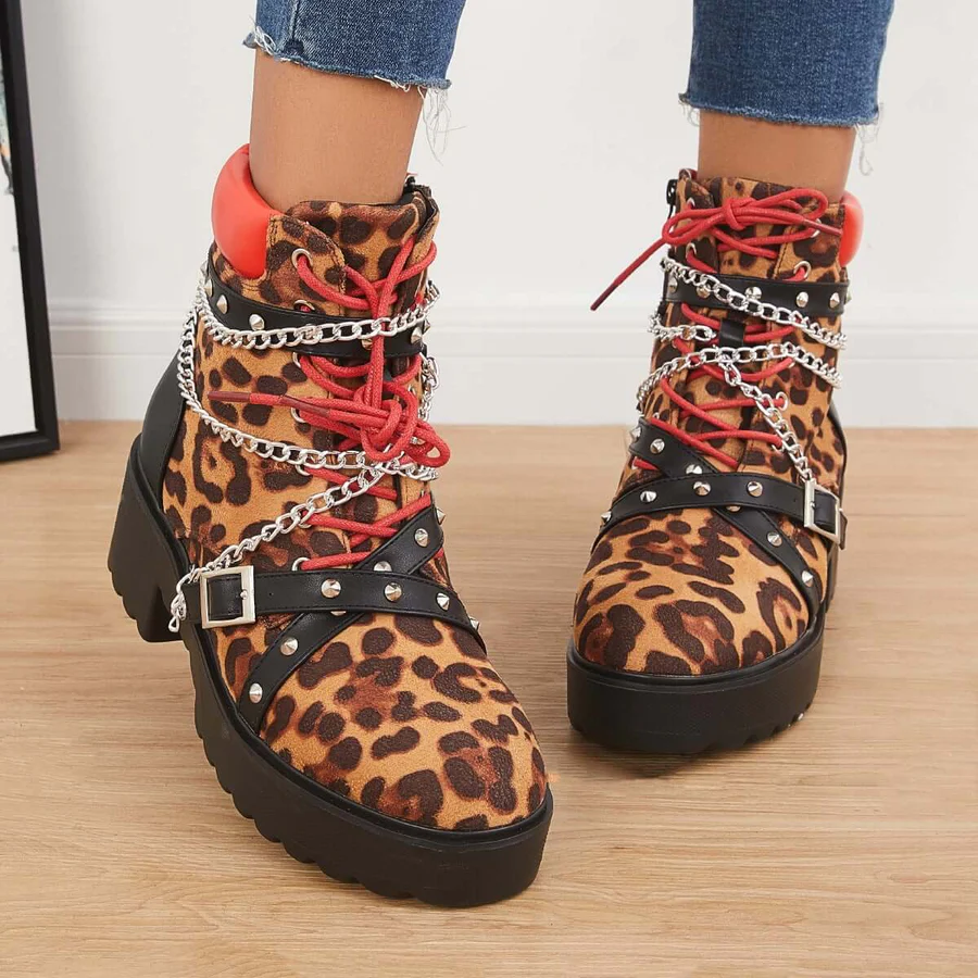 Platform Chunky Sole Combat Booties Side Zip Ankle Boots