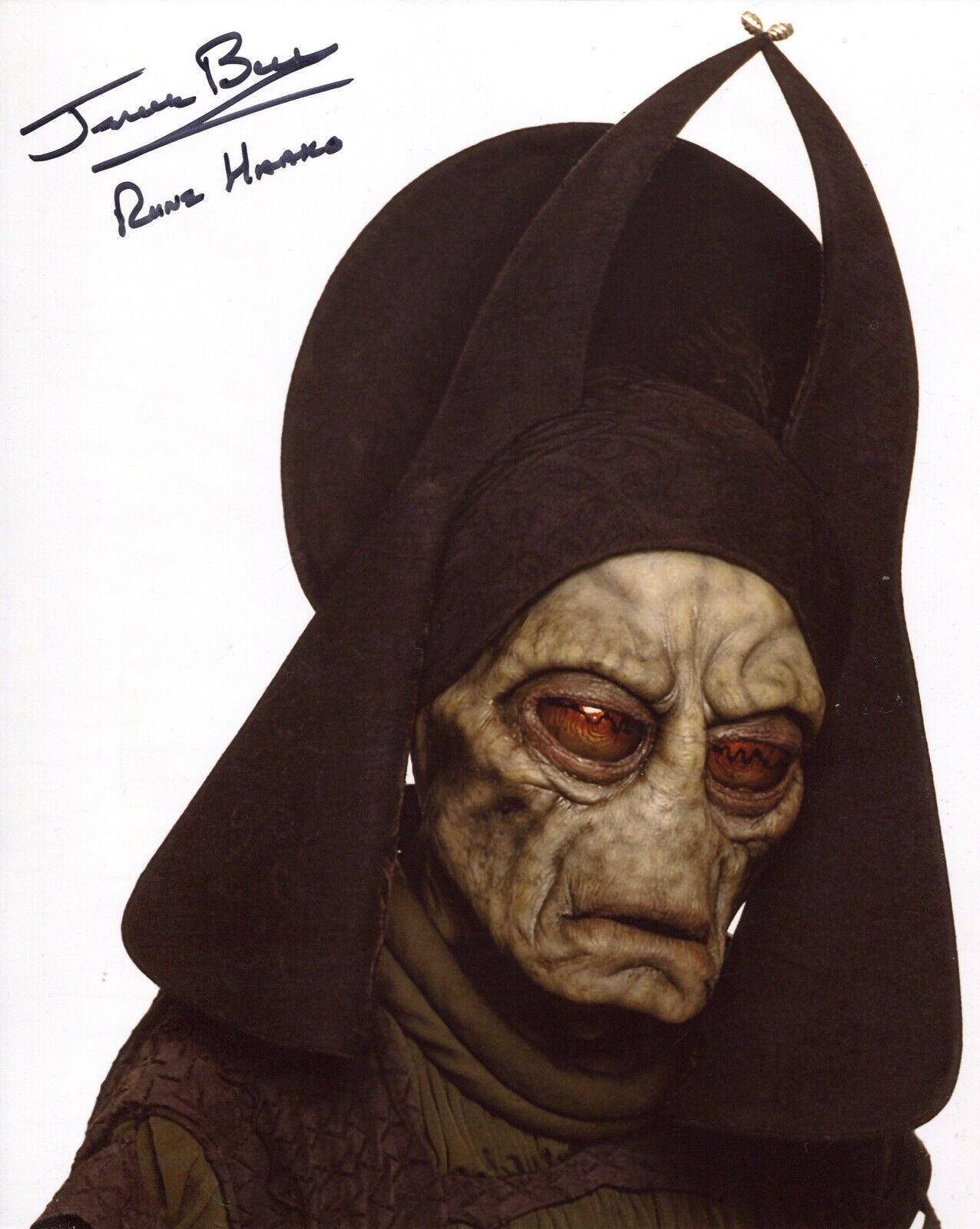 Star Wars The Phantom Menace Photo Poster painting signed by Jerome Blake as Rune Hakko