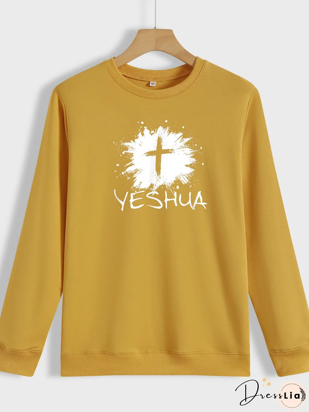 Men's Long Sleeve Sweatshirt Jesus Cross Print on Sweatshirt Top Gifts for Dad Father
