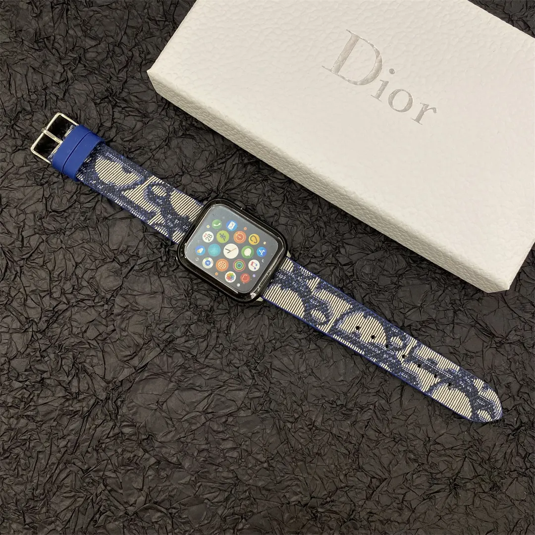 Christian Dior Premium Jacquard Fabric Apple Watch Full Series Replacement Straps