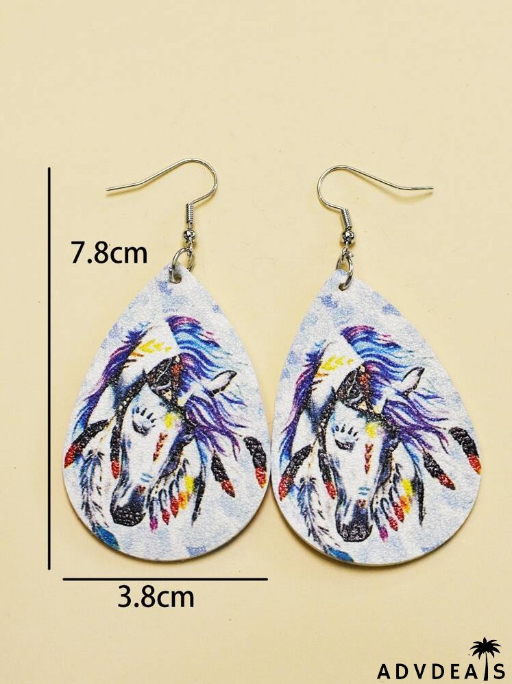 Horse Pattern Water-drop Earrings