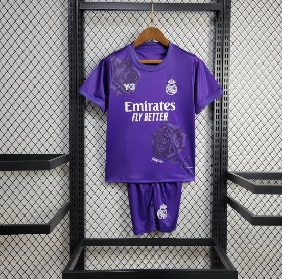 2024-2025 Real madrid Y3 Purple Kids Kit Football Shirt Thai Quality