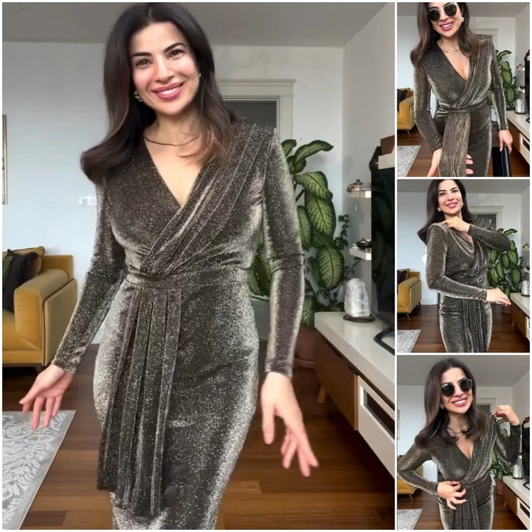 🌸Spring Specials🌸Sexy Long Sleeve V-Neck Tie Slimming Dress