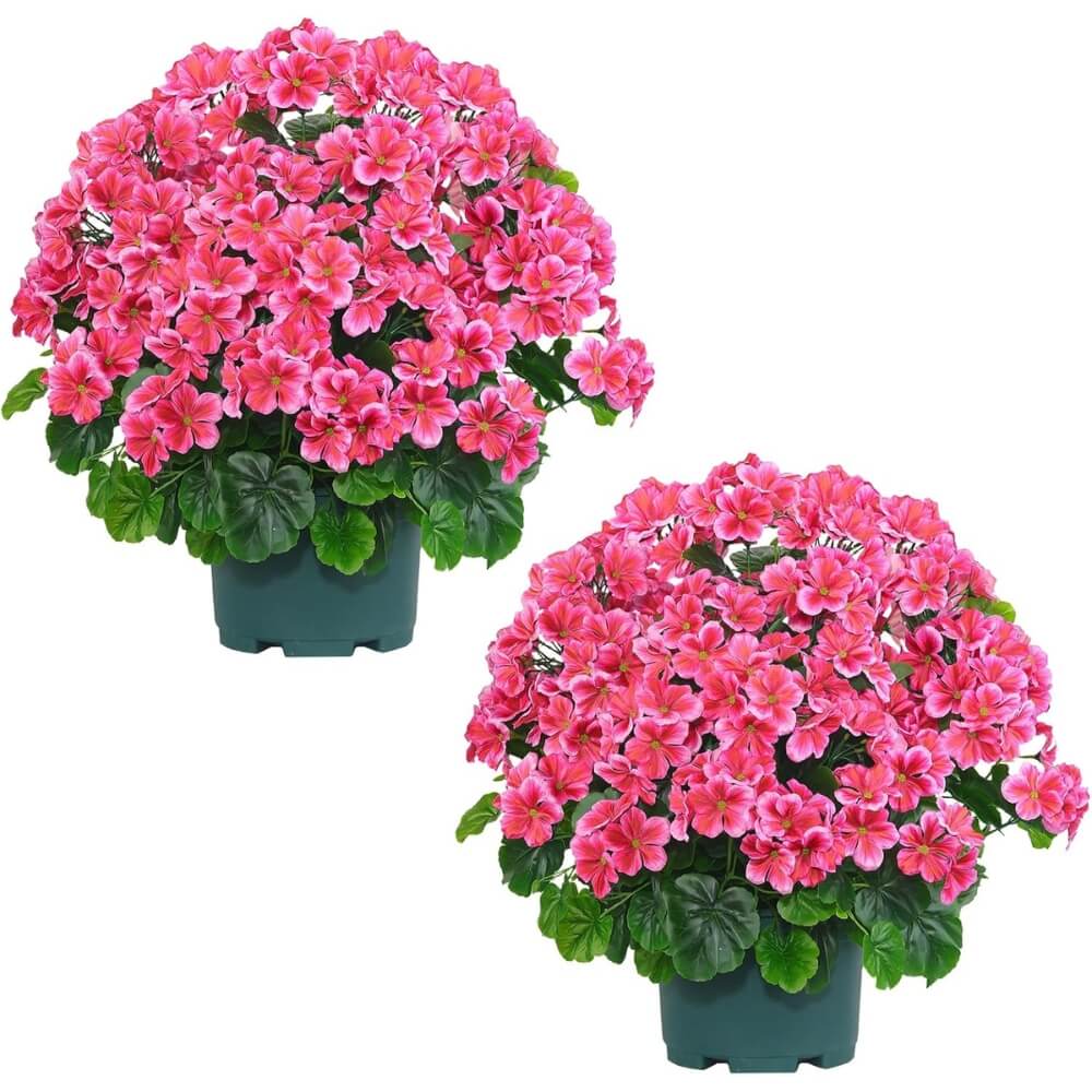 20” Artificial Geraniums Bush (Set of 2)