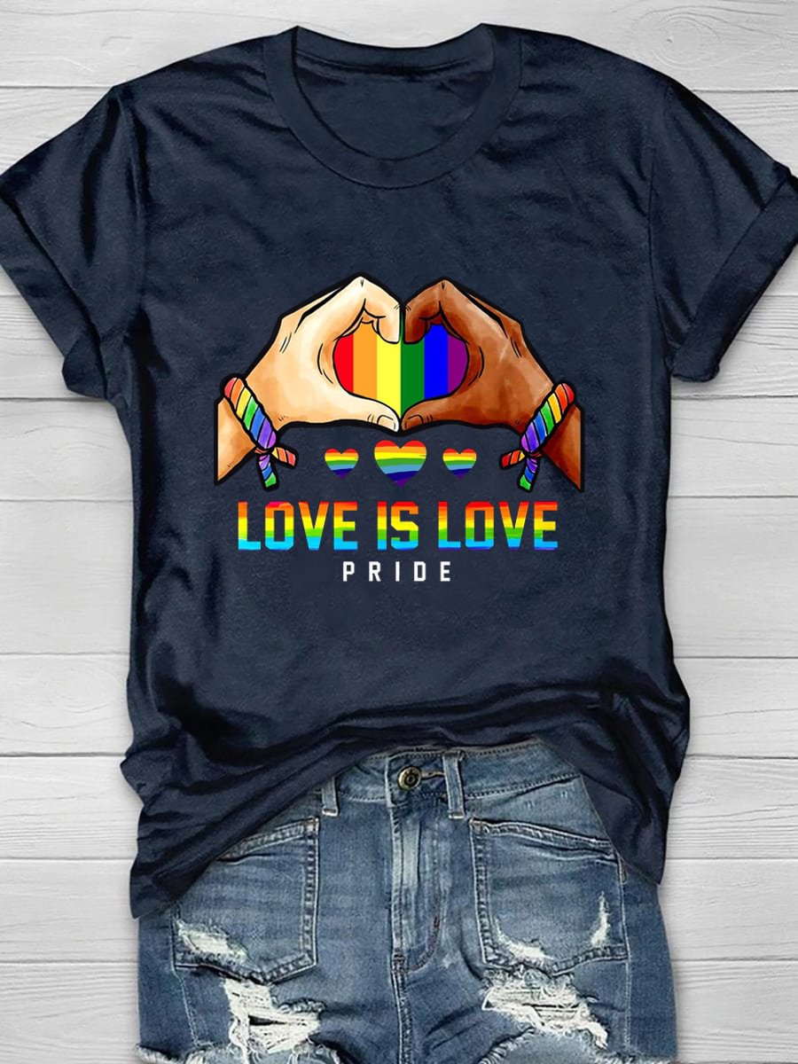 Love Is Love Pride Print Short Sleeve T-Shirt