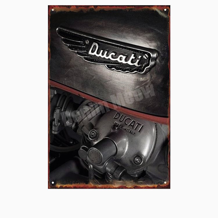 Moto Ducati - Enseigne Vintage Métallique/enseignes en bois - 20*30cm/30*40cm