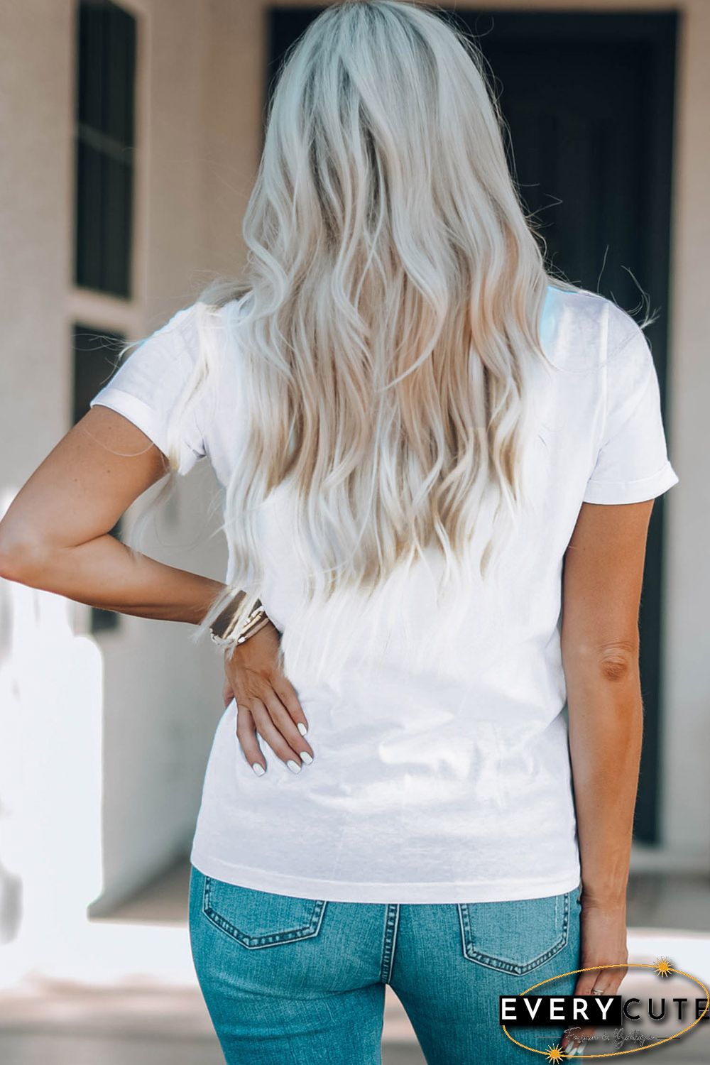 White Coffee Cups Graphic Print 4th of July Graphic T Shirt