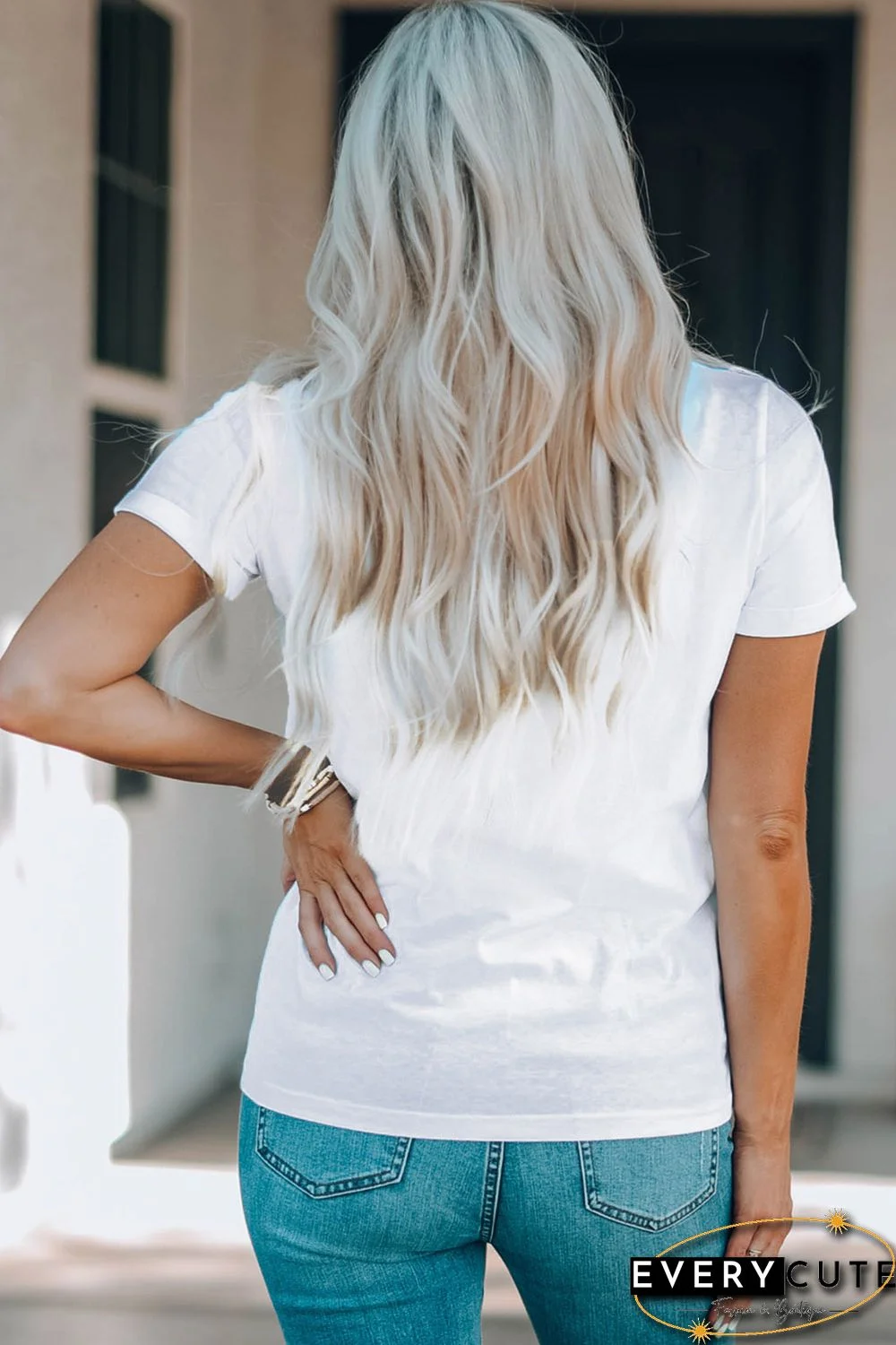 White Coffee Cups Graphic Print 4th of July Graphic T Shirt