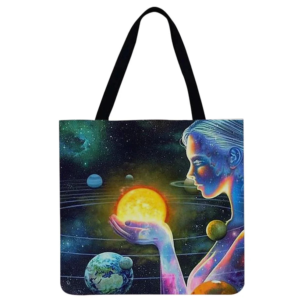 Linen Tote Bag -  Sun, Moon And Stars