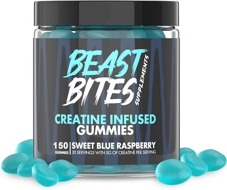 Creatine Infused Gummies - Beast Bites Supplements (Sweet Blue Raspberry)