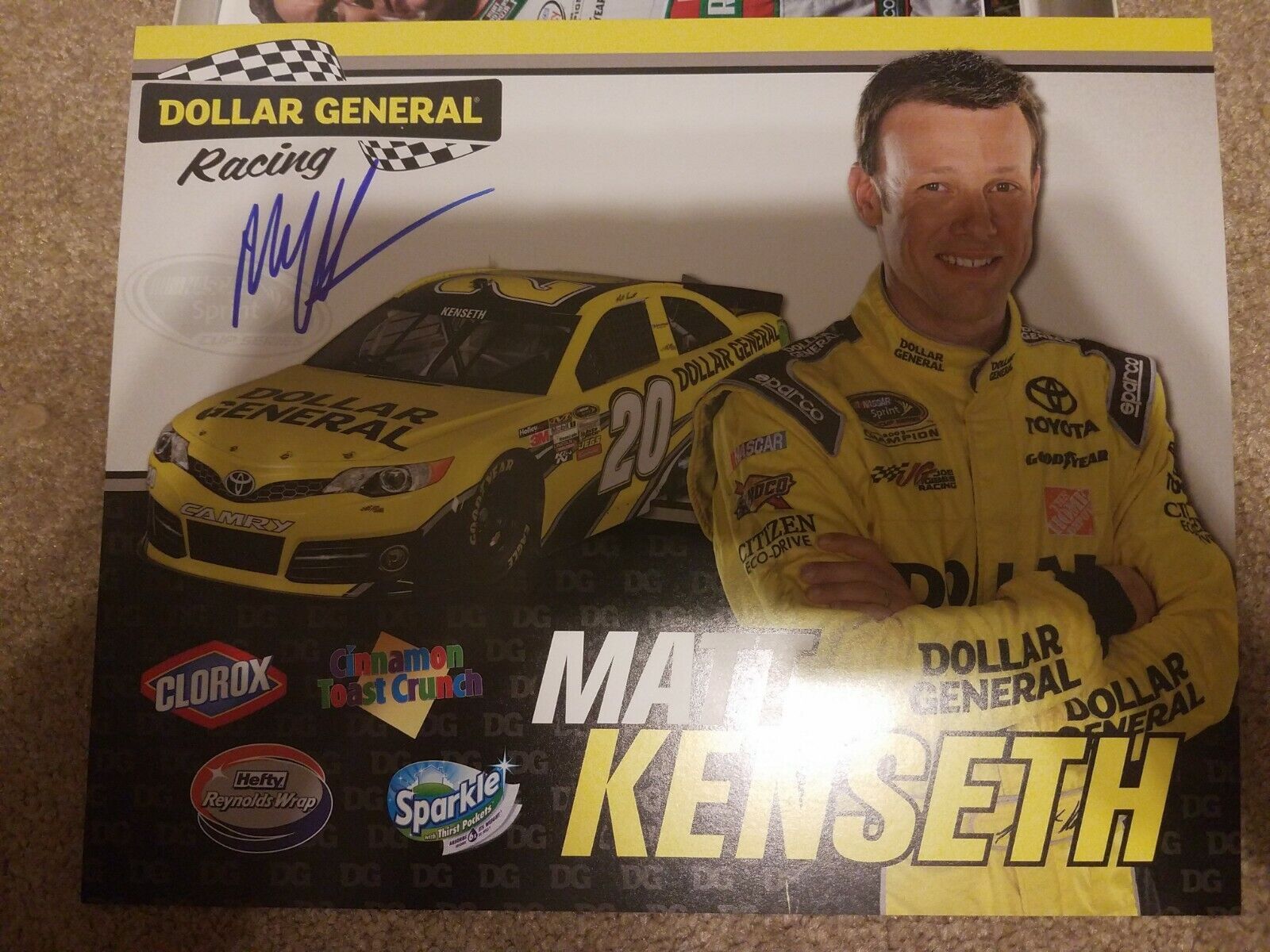 AUTOGRAPHED 2013 Matt Kenseth 8X10 NASCAR HERO CARD postcard