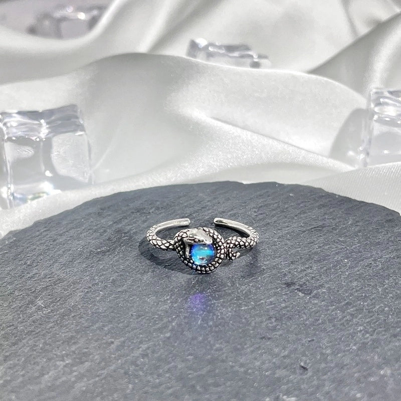 Hip-Hop Cool Style Snake Copper Plating Inlay Rhinestones Open Rings