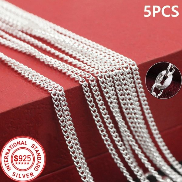 Wholesales New 925 Sterling Silver Side Chain Necklace for Woman Man Fashion Charm Jewelry Gifts - Shop Trendy Women's Fashion | TeeYours