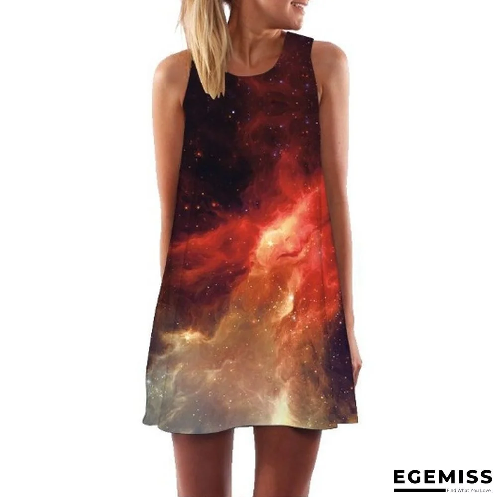 Digital Print Pullover Sleeveless Mid-length Skirt Sexy Dress | EGEMISS