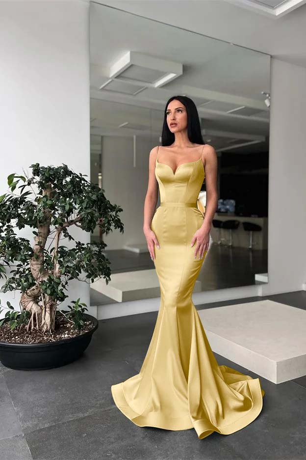 Daisda Long Mermaid Prom Dress Spaghetti-Straps