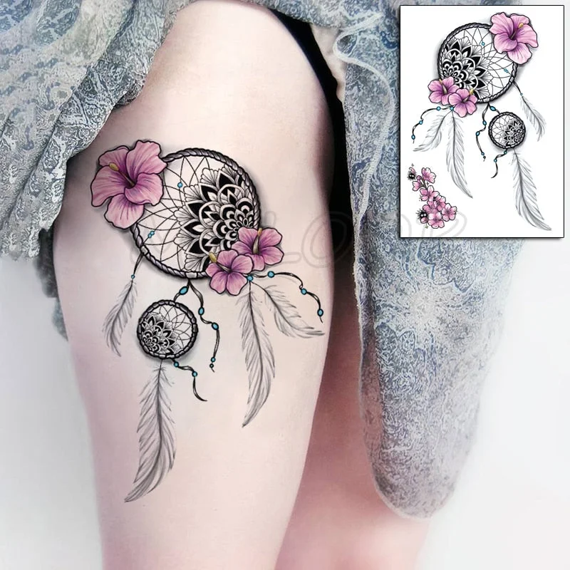 Temporary Tattoo Stickers Sexy Rose Heart-shaped Wreath Fake Tatto Waterproof Tatoo Back Leg Arm Belly Big Size for Women Girl