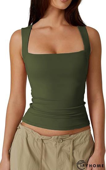 Solid Cotton-Blend Casual Sleeveless Tank & Cami | IFYHOME