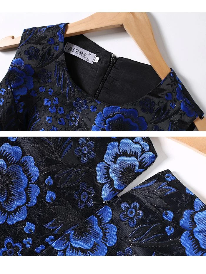 Temperament color big swing sleeveless vest jacquard dress