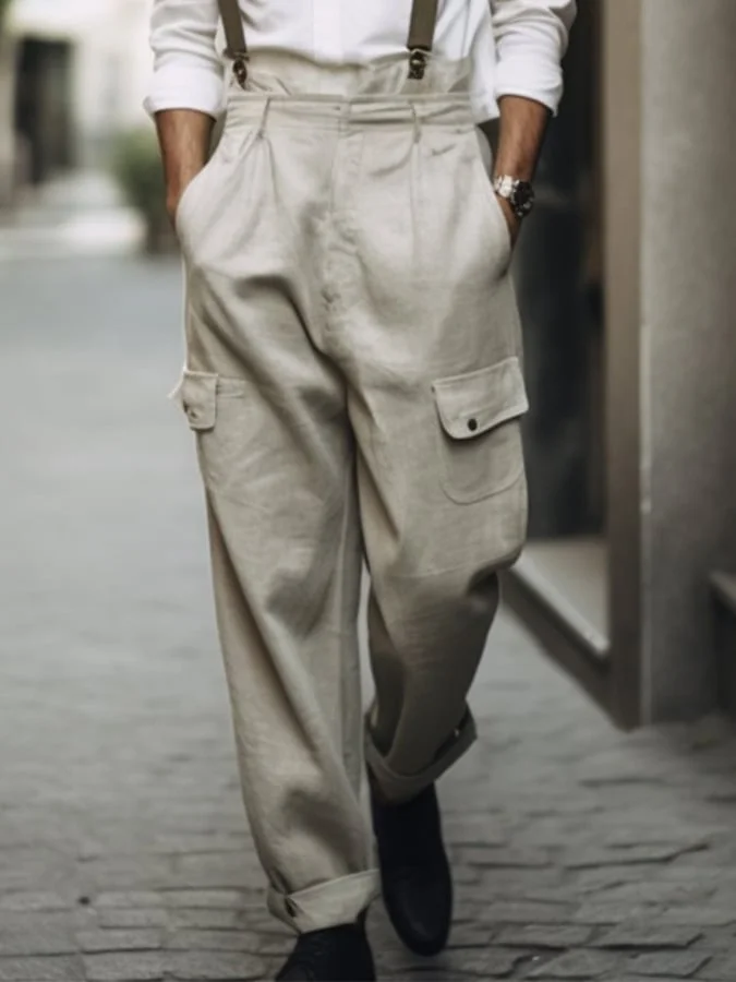 Men's Casual Sports Loose Solid Color Trousers With Pockets 