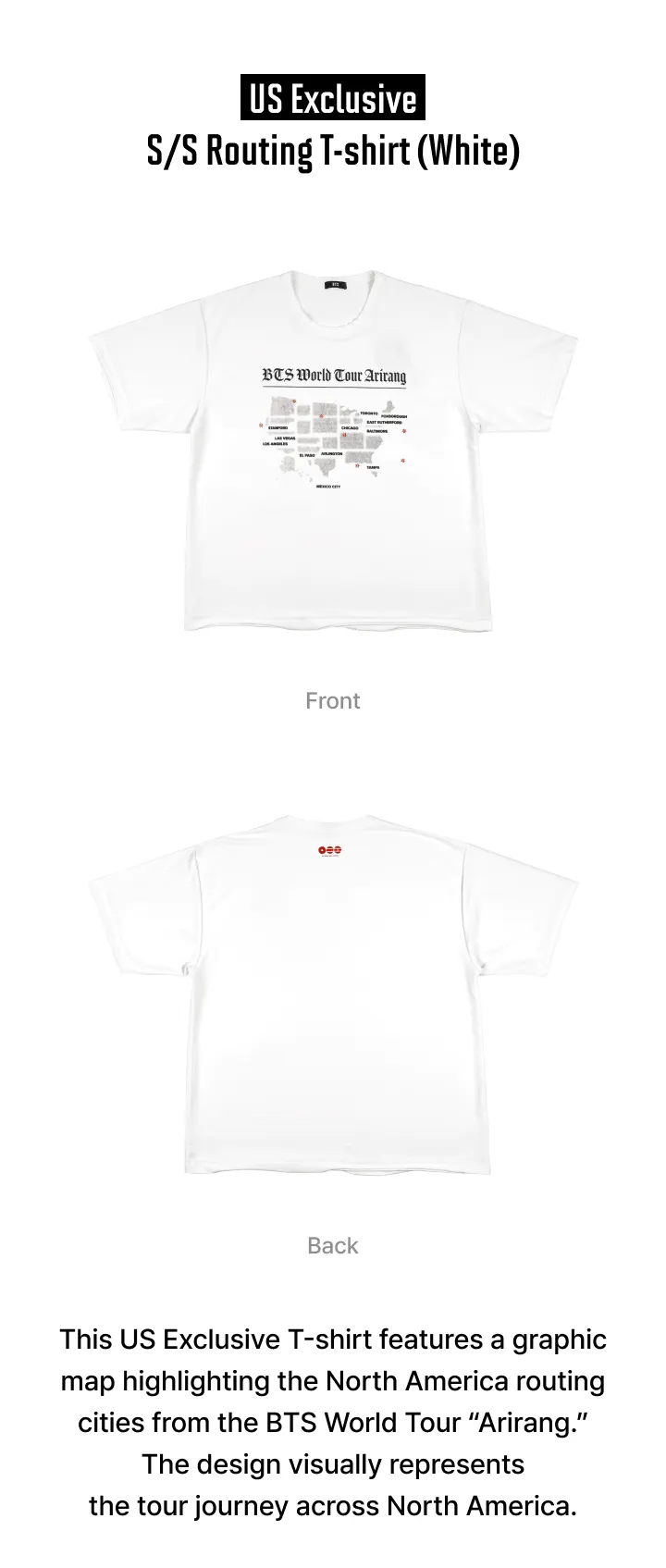 Official BTS Arirang Tour Routing T-Shirt - White