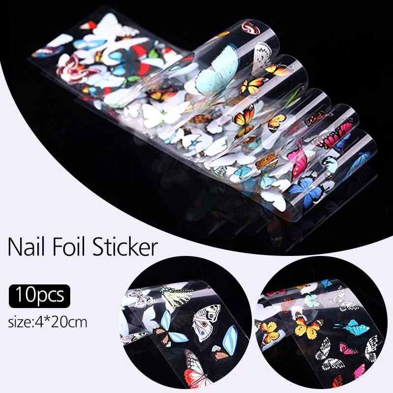 10Pcs/Bag Marble Nail Art Transfer Foil Sticker Flower French Tip Wraps Adhesive Decals Nails Decoration Manicures Accessories-Nail Inspo