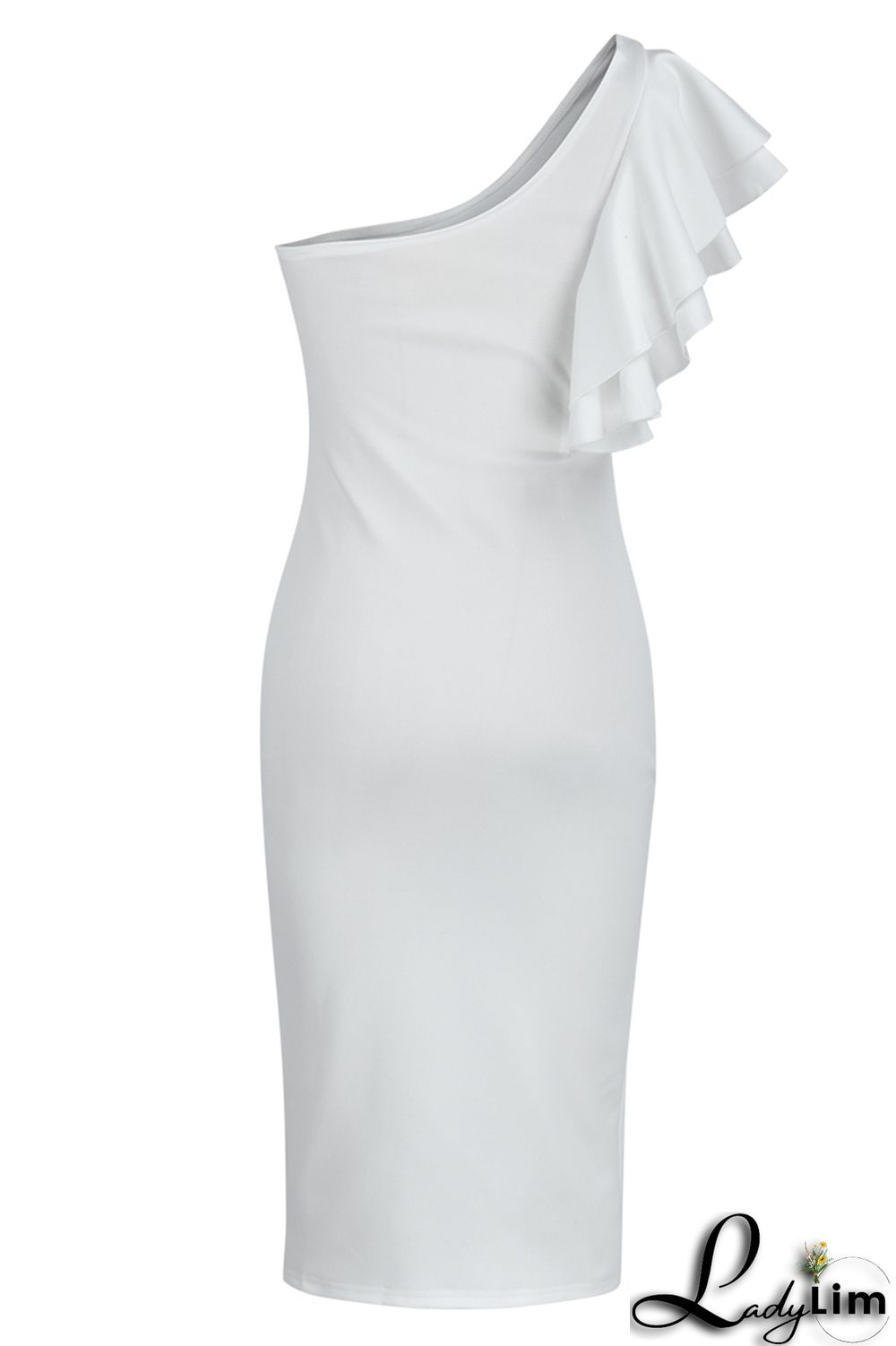 Yellow Fashion Sexy Solid Patchwork Backless One Shoulder Evening Dress