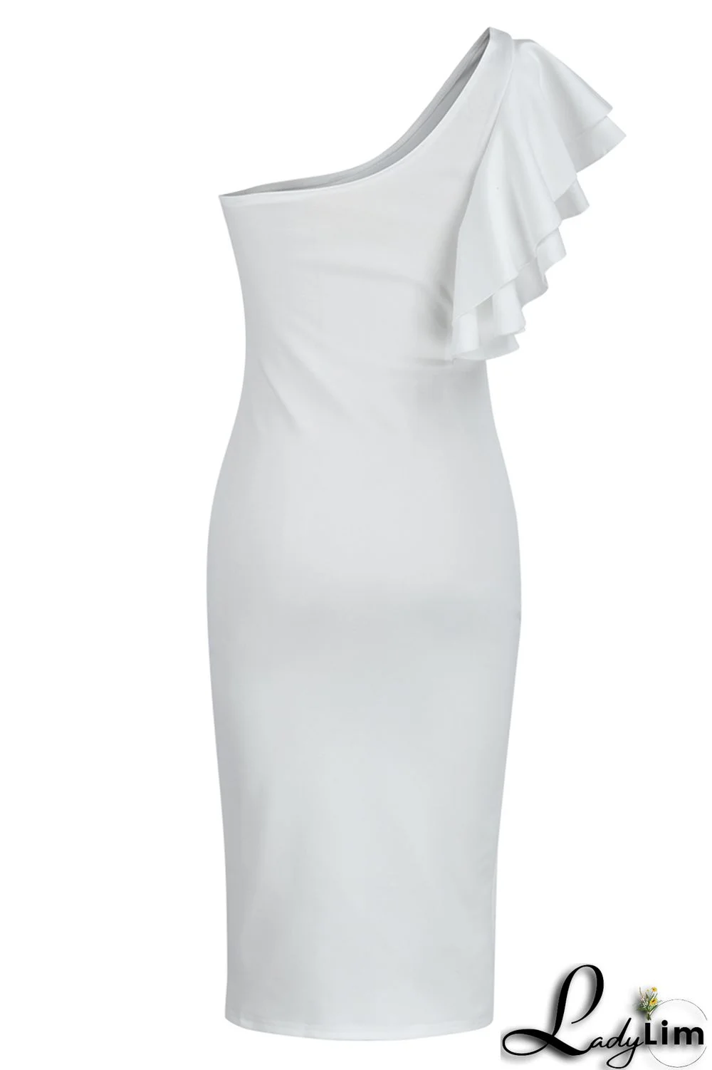 Yellow Fashion Sexy Solid Patchwork Backless One Shoulder Evening Dress