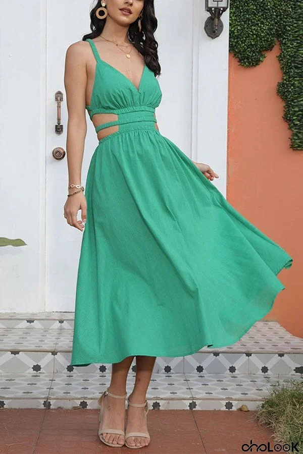 New Women's Solid Color Sexy Sleeveless Sling Dress