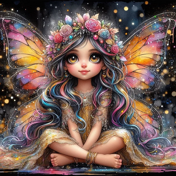 Butterfly Cartoon Girl 40*40CM (Canvas) Full Round Drill Diamond Painting gbfke