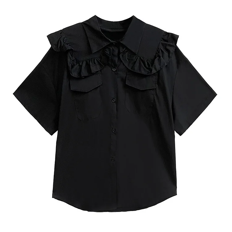 Niche Design Splicing Short Sleeve Shirt - yankia