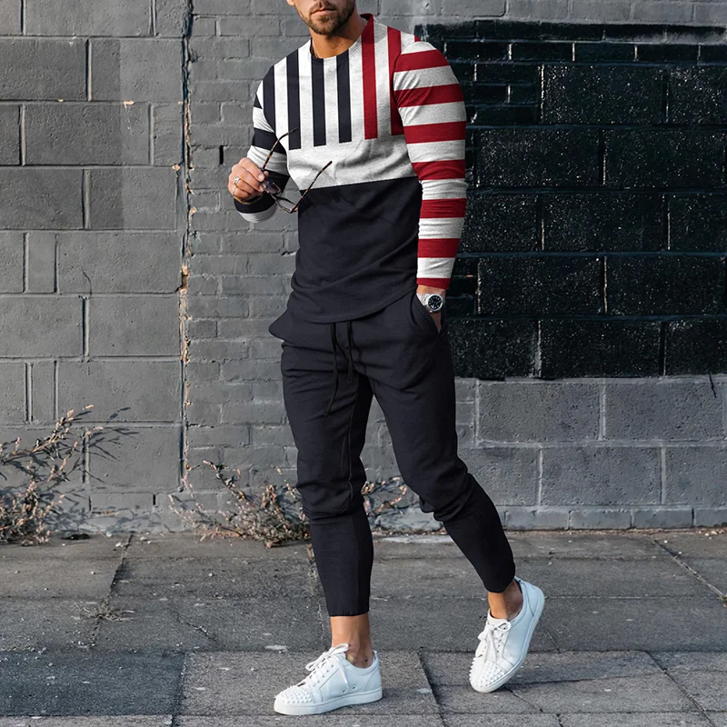 Contrasting Square Print T-Shirt And Pants Co-Ord