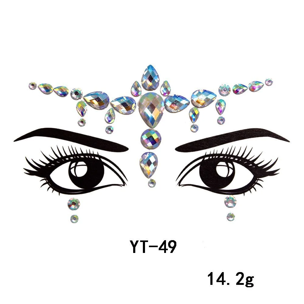 Facial Rhinestone Natural Resin Face Sticker Rhinestone Tattoo Makeup Party Christmas Party Face Decoration Makeup Stickers