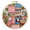 Kitchen Long Stitch DIY Stamped Embroidery Kit with Embroidery Hoop Cross Stitch Kit 30x30cm for Beginners Craft Lovers Gift tapestrymarket
