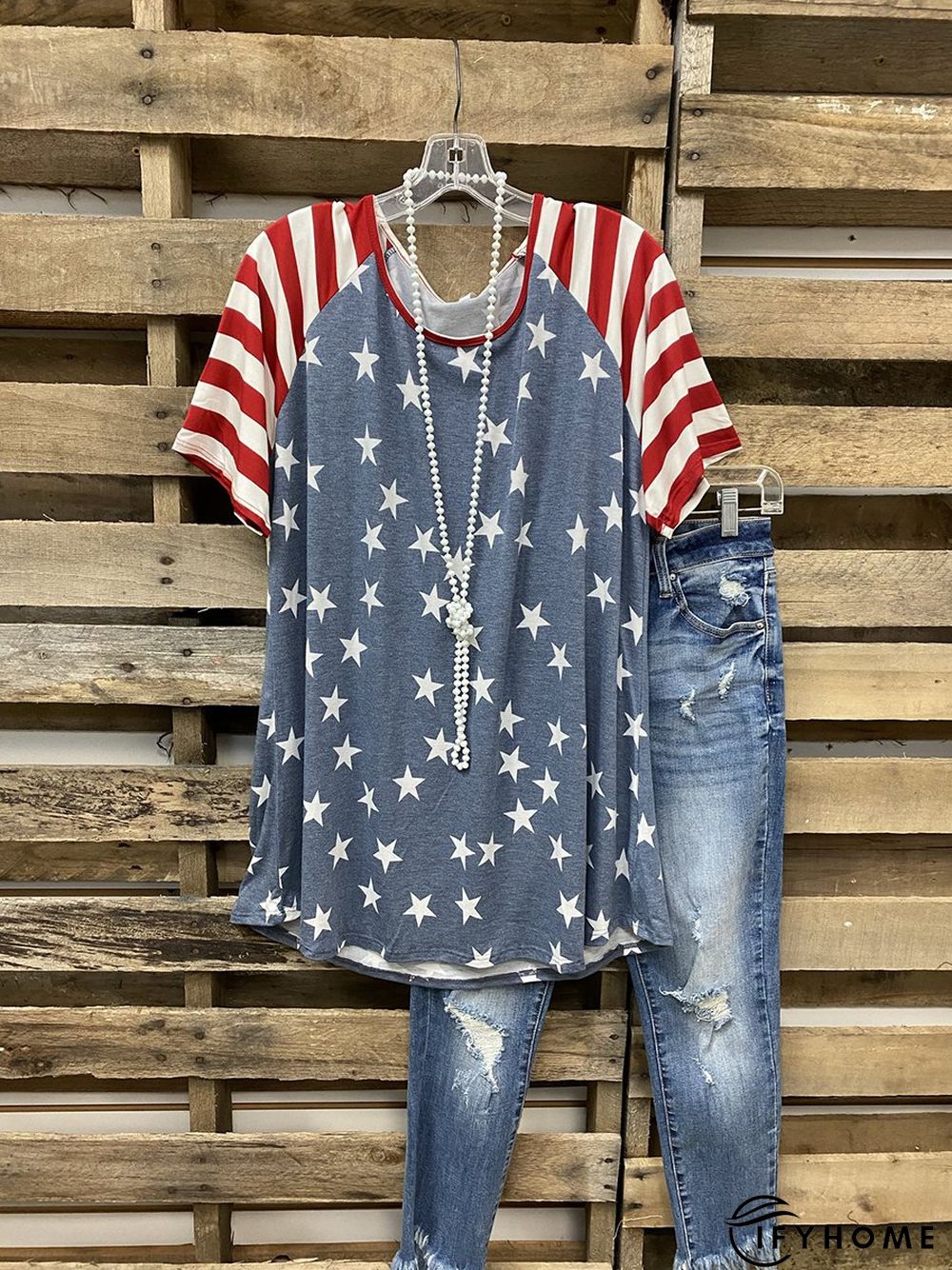Blue Crew Neck Casual T-shirt | IFYHOME