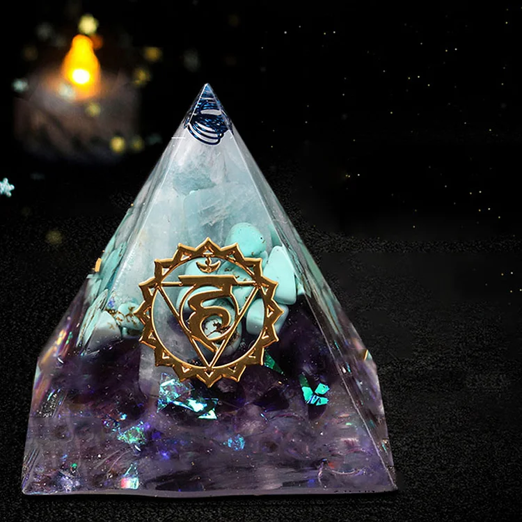 Amethyst, Turquoise with Aquamarine Communication Skills Orgone Pyramid
