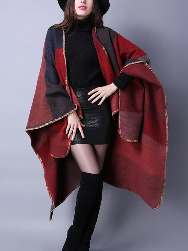 Travel shawl imitation cashmere ethnic style split thickened cloak