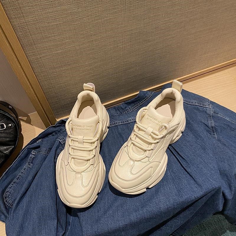 Women's Casual Solid Color Round Toe Flat Heel Sneakers
