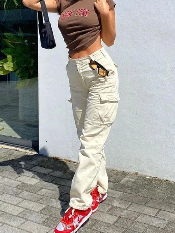 High waist pocket trousers