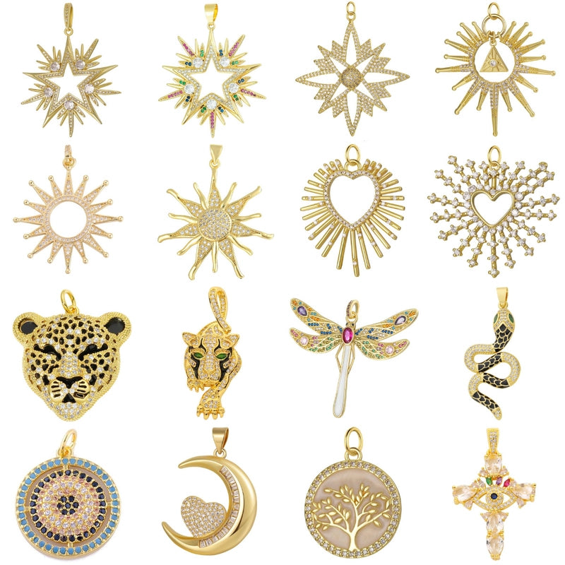 Classic Style Heart Shape Copper Plating Inlay Zircon 18k Gold Plated White Gold Plated Charms Jewelry Accessories