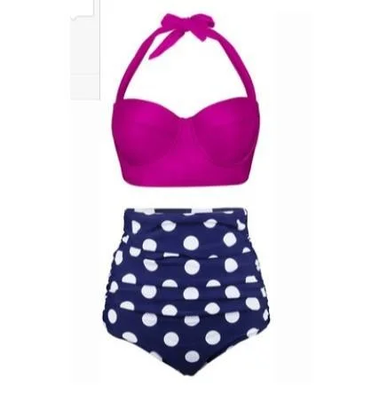 Plus Size Women's High Waist Swimsuit Sexy Two-piece Print Bikini