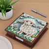Wooden DIY Sheep Diamond Painting Kit Note Box with 160 Papers for Office Desk